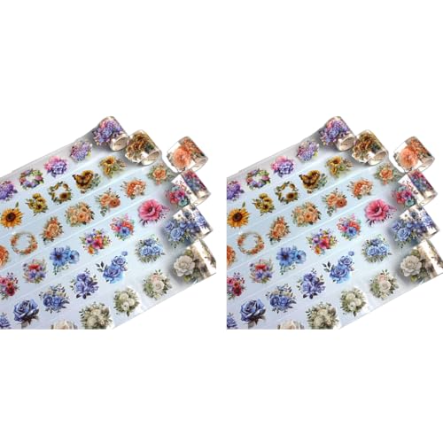 HASTHIP® 6 Rolls Floral DIY Scrapbooking Decorative Tapes Washi Tape Stickers PET Transparent Aesthetic Sticker for Journal Making Art Craft 2PCS HASTHIP® 6 Rolls Floral DIY Scrapbooking Decorative Tapes Washi Tape Stickers PET Transparent Aesthetic Sticker for Journal Making Art Craft 2PCS